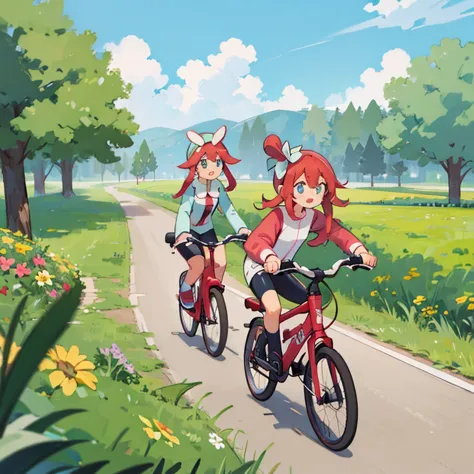 girls riding bicycles　cycling paths