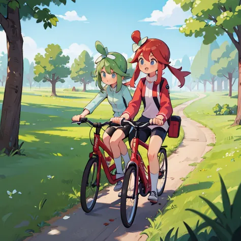 girls riding bicycles　cycling paths