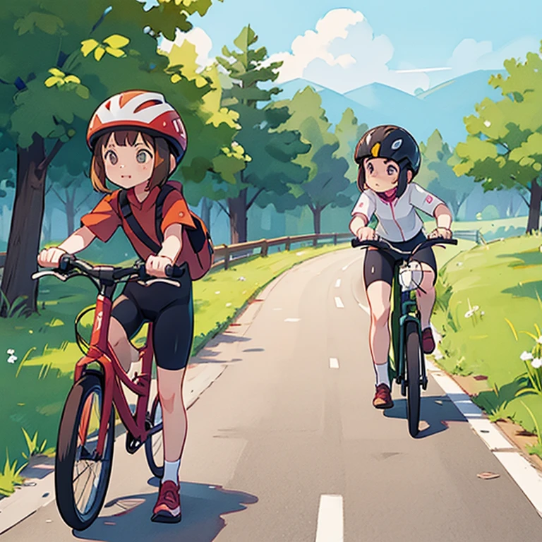 自転車に乗る女の子　サイクリングパス