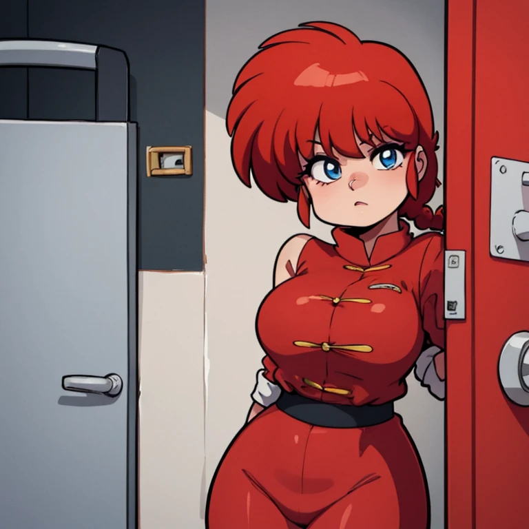 Ranmachan, Red hair, Braided hair, blue eyes, detailed eyes, Whole body, pose open door