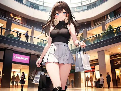 (masterpiece, highest quality, high resolution, realistic photos, realistic looking skin:1.1), 
(woman leisurely shopping in mal...