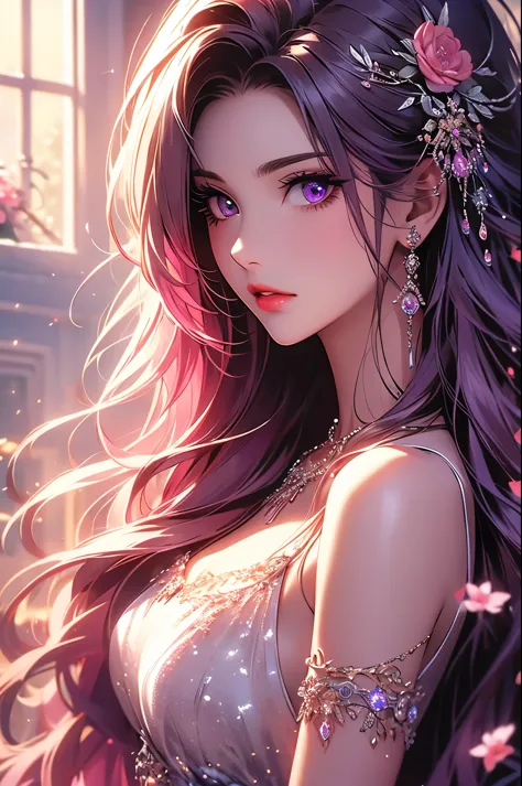(best quality at best, 8K, a high resolution, masterpiece:1.2), digital artwork, one girl, detailed face, detailed eyes, pink ha...