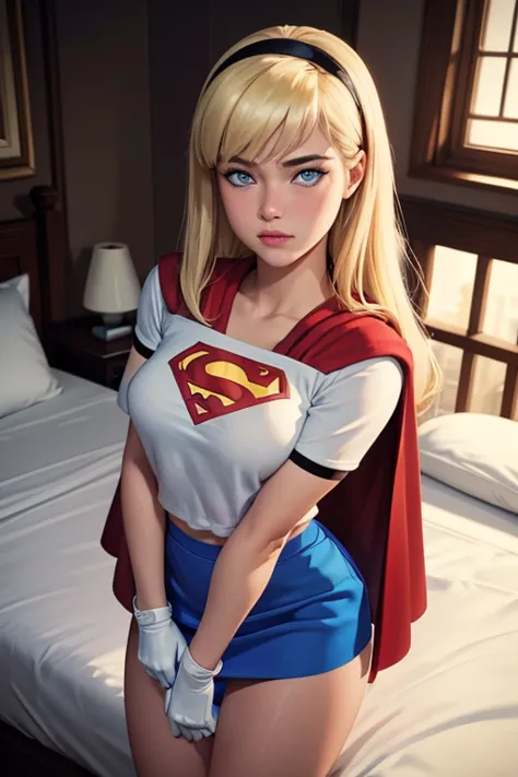 Masterpiece, raw, beautiful art, professional artist, 8k, very detailed face, very detailed hair, 1girl, Supergirl (blonde hair,...