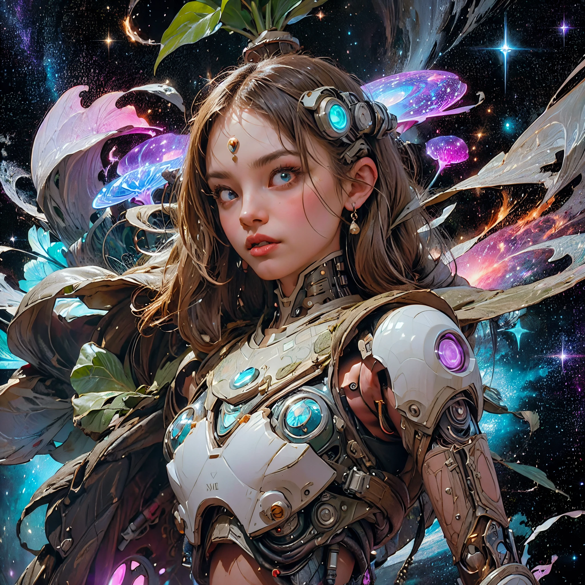 há uma captura de tela de uma mulher em um traje espacial, garota cósmica, evento, entidade cósmica, Detalhes do conteúdo do intríncio, cosmos infinito ao fundo, evento históricoo, evento realo, fundo astral, fundo cósmico, deusa cósmica, deusa ciborgue no cosmos, cosmos celestial, interface do jogo, tema violeta do campo de batalha, estilo cósmico, conteúdo hiperdetalhado, detalhes do plano de fundo