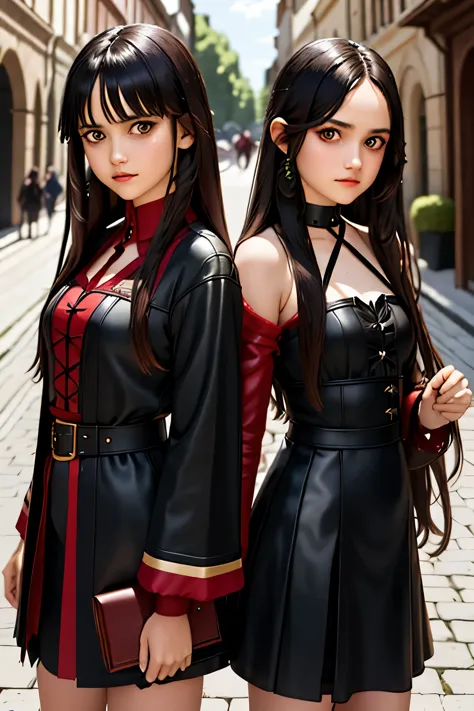 Megumin archimage /have black hair and red eyes) and her daughter 13 years old Esmeralda archmage's apprentice (Have brunette co...