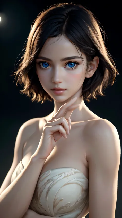 (sfw:1.8),Real、8K、(masterpiece), (Very complicated:1.3), (Realistic), 1 female、Woman portrait、28 years old、round face、Blue Eyes、...