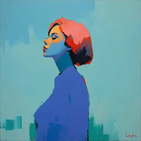 Create an evocative oil painting inspired by Malcolm Liepke, based on the provided image. Capture the intense, introspective exp...