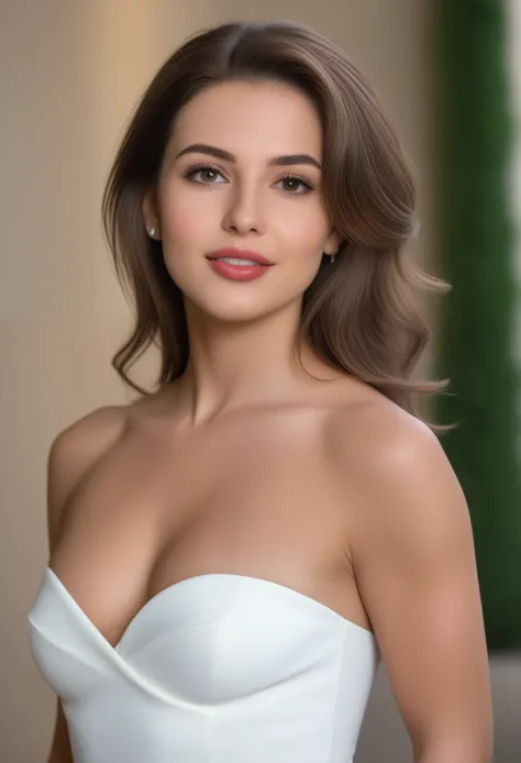 (best quality,4k,8k,highres,masterpiece:1.2),ultra-detailed,(realistic,photorealistic,photo-realistic:1.37),candid photo,sophisticated,seductive,caucasian woman,brown hair,detailed facial features,intense gaze,pouty lips,mysterious smile,fashionable outfit...