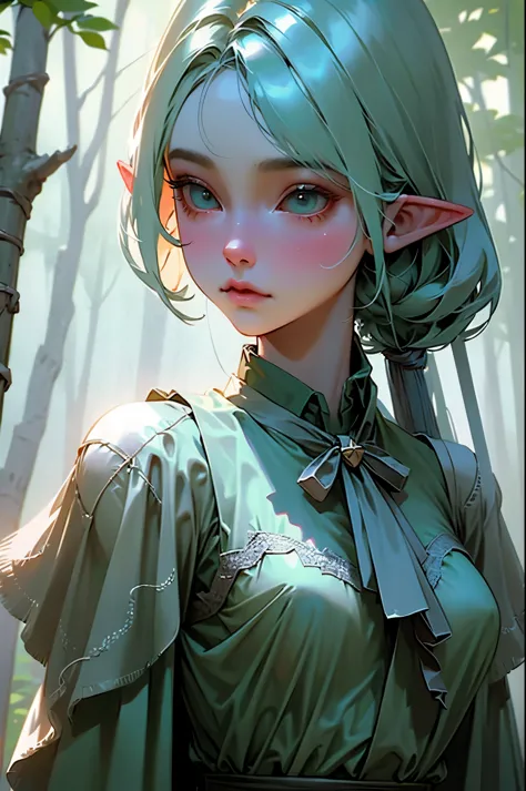 Woman Elf in a Forest Dressed in a Forest Range Attire with Arrows and a Bow, On A Tree, Perfect Body , Perfect Face, HD