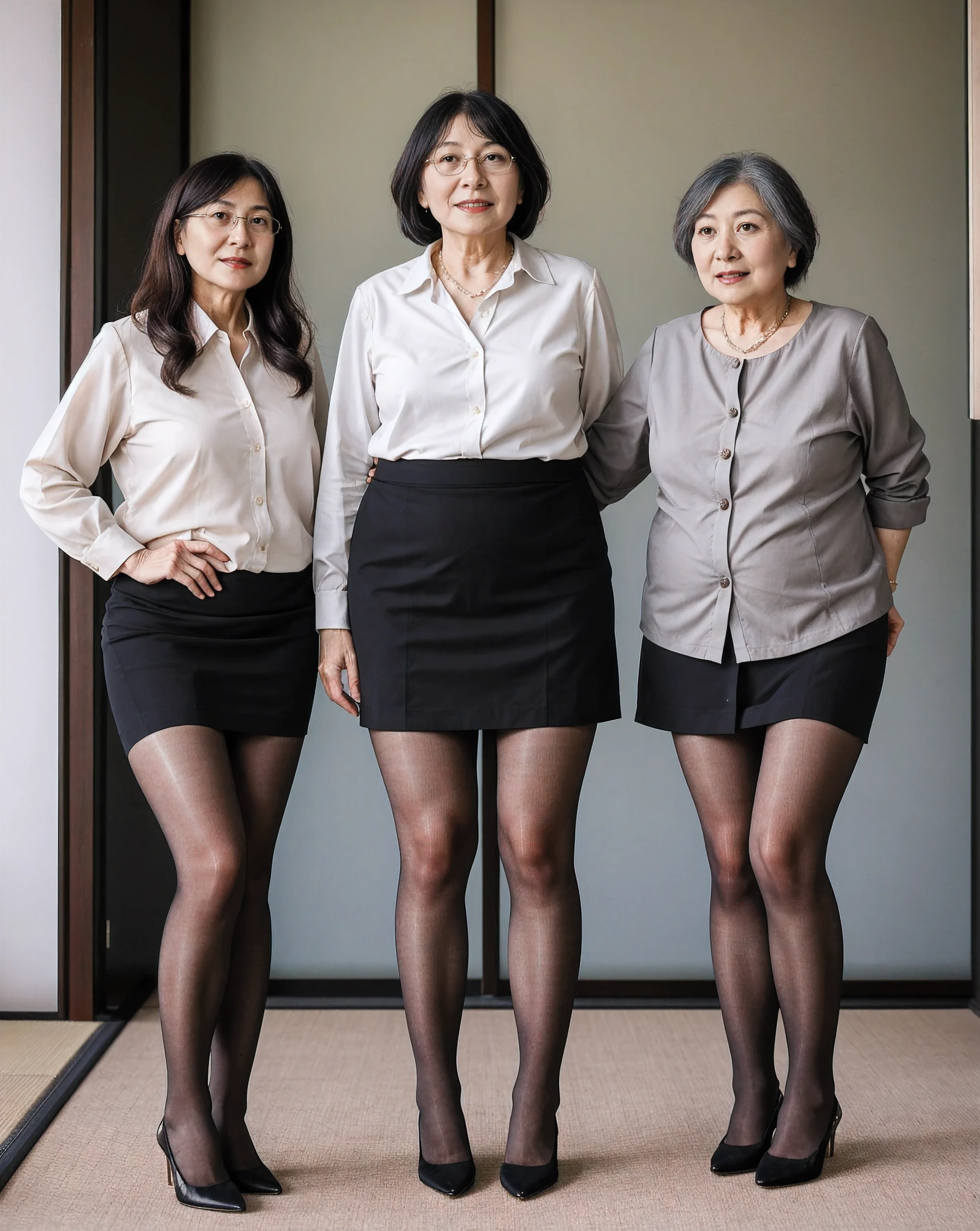 Three asian women in business attire posing for a picture - SeaArt AI