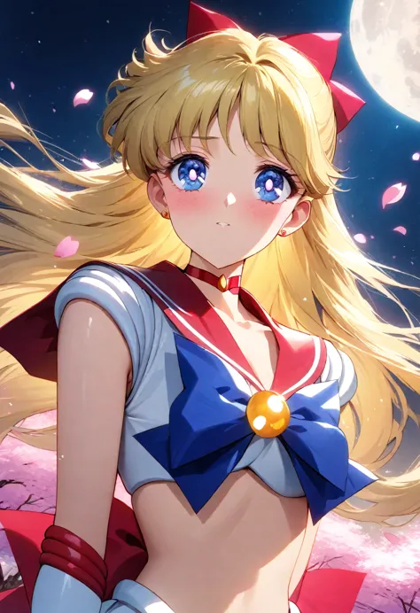 absurdres, highres, ultra detailed, HDR, master piece, best quality, extremely detailed face and eyes, Sailor Venus, blonde hair...