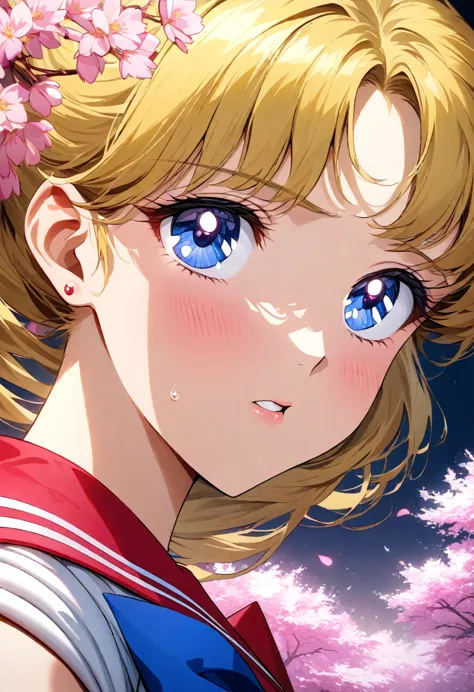 absurdres, highres, ultra detailed, HDR, master piece, best quality, extremely detailed face and eyes, Sailor Venus, blonde hair...