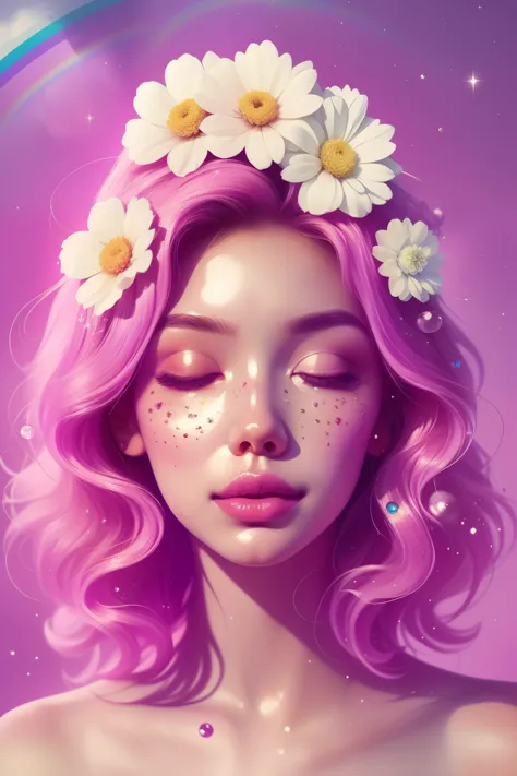 (This is a beautiful rainbow fantasy image that feels interesting and emphasizes glitter and iridescence.) Generate a ((blind)) ...