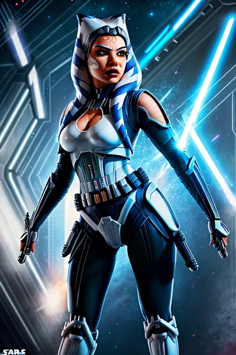 Photo of a  (ahsoka) as ((Stormtrooper)) from Star Wars, (full body), ((Dynamic portrait)), ((Hyperrealism)), ((Detailed RAW col...