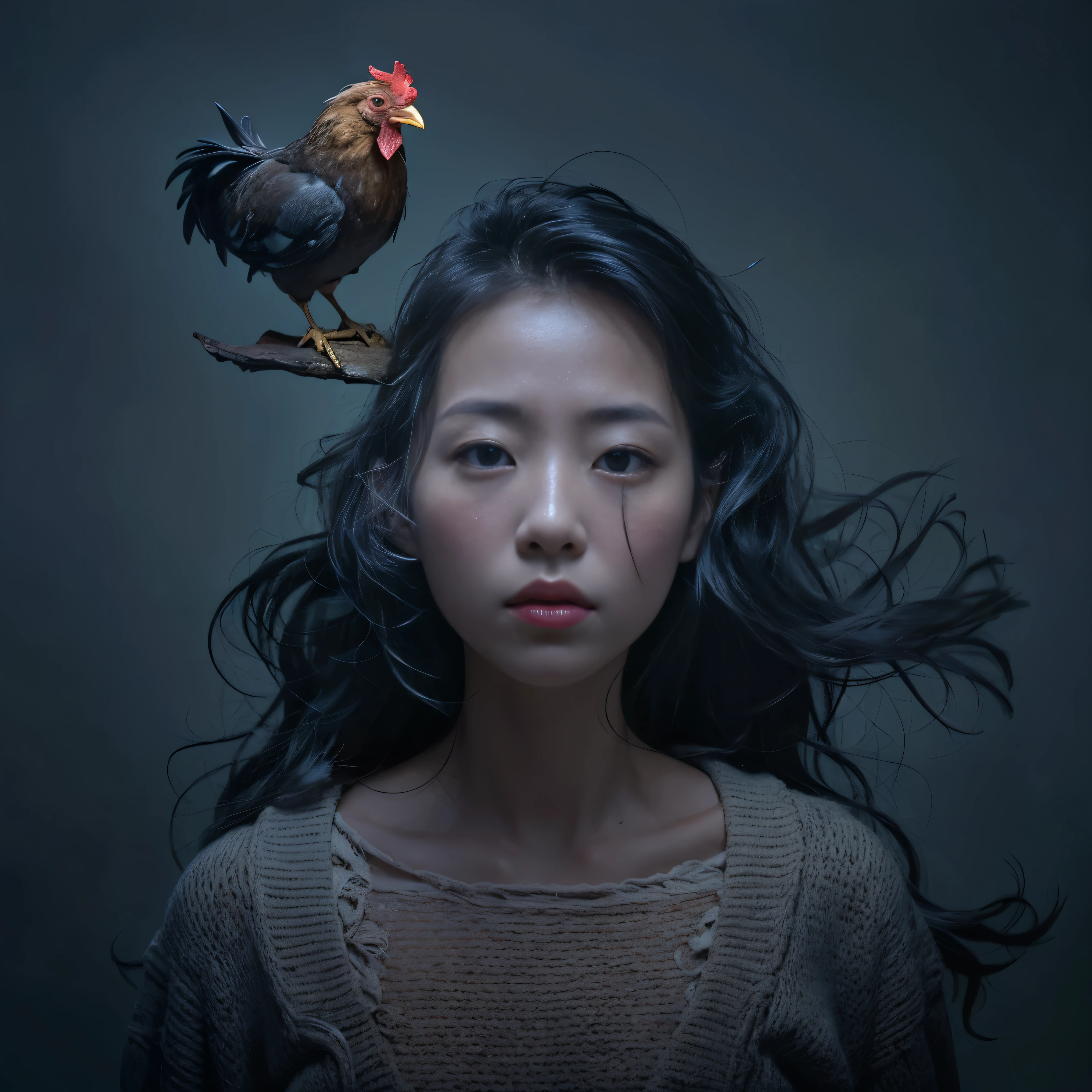 Chicken with a human face、Chicken with a human face、Woman&#39;s face、An extremely beautiful face、On the dark night road、