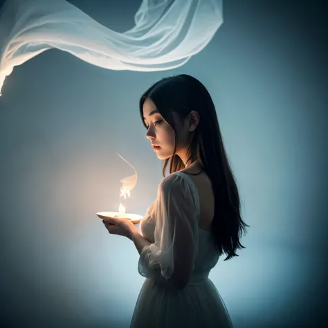 The concept of beauty、existence like air、ghostly ghost、Unforgettable beauty、Mysterious atmosphere、Dark and eerie、Ethereal glow、supernatural energy、A ray of smoke、Translucent figures、Spiritual Reality、Hauntingly beautiful、Ethereal Princess、Ghostly Aura、Ethe...