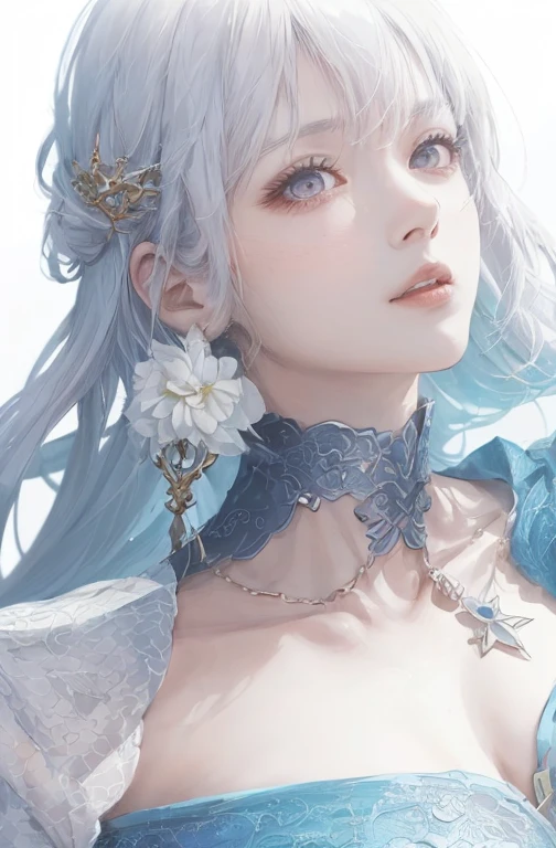 The best AI image creation tools、1 beautiful girl、(Big purple round eyes)、alone、Realistic,lips,Tabletop,highest quality,Excellent anatomy，Skin Texture、White Background、Small breasts、(Pink Hair)、(Glasses)、White Dress、Fantasy art style, Palace-like 、 green. Thin Hair, Beautiful fantasy art portraits, Highly detailed digital art in 4K, Beautiful fantasy empress, Gweiz-style artwork, ((Beautiful fantasy empress)), 8K high quality, detailed art, Beautiful anime portraits