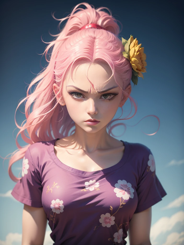 drawing of a woman with a flower on her face, anime styled, jojo anime style, detailed anime face, anime face, hisoka, highly detailed angry anime face, anime inspired, face anime portrait, angry look, stern look, pretty anime face, yayoi kasuma, anime style character, anime style portrait, portrait of hisoka hunter hunter