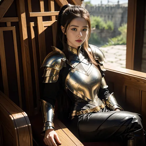 Busty Brunette Warrior, Masterpiece, Best Quality, High Contrast, (Photorealistic: 1.3), Epic, Game of Thrones Inspired, Armored...