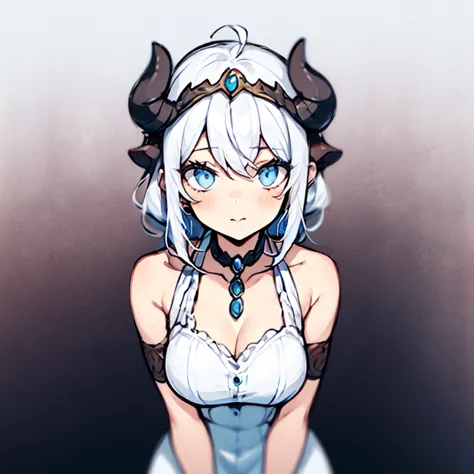 ((masterpiece)), ((bestquality)), 1 girl, solo, a 15-year-old girl, white hair, blue eyes, detailed face, dragonian_head, dragon...