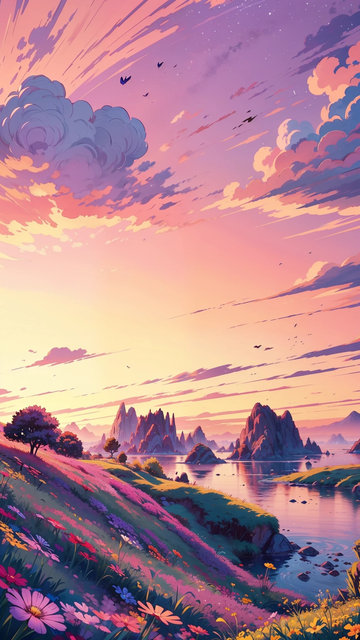 um céu rosa e roxo com estrelas no céu, captura de tela do filme pixar, quadro do filme da pixar, panorama do filme pixar, ainda de um filme da pixar de 2015, ainda de um filme da pixar, Paleta de cores da Pixar, jornada thatgamecompany, Ainda de um filme da Pixar de 2001, ainda do filme da pixar, renderizar paleta pixar, pixar ainda