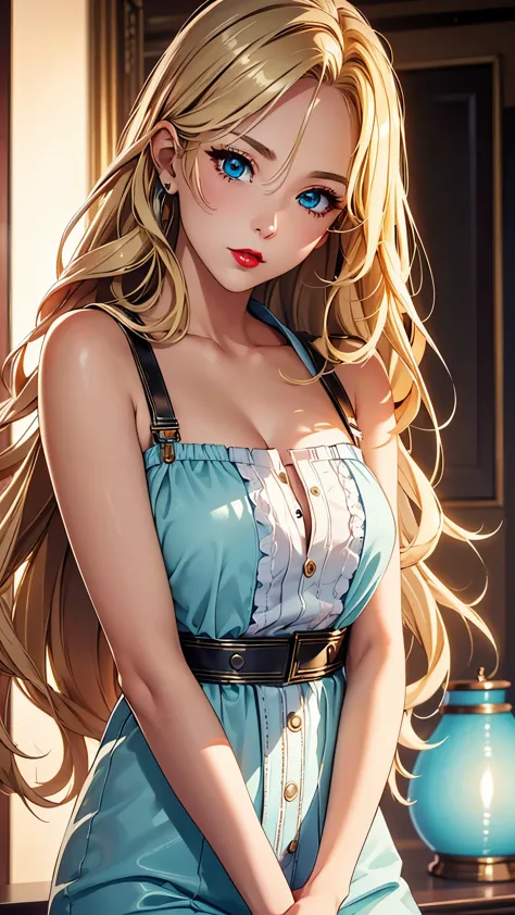 (Best quality at best,8K,A high resolution,tmasterpiece:1.2),Digital artwork, one girl，detailed face，detailed eyes，Blonde hair，l...