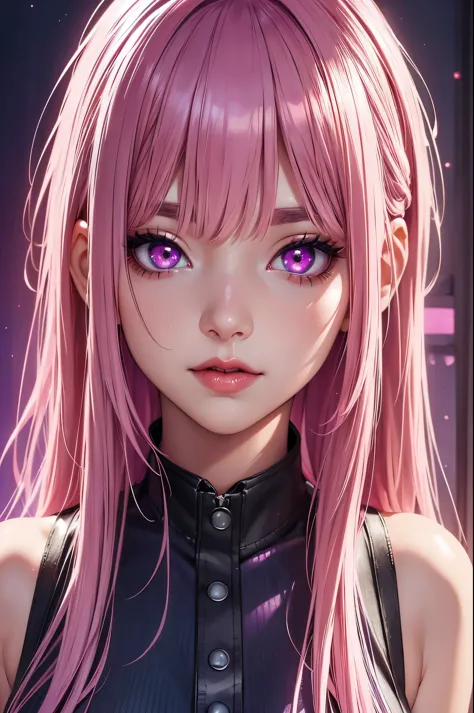 (Best quality at best,8K,A high resolution,tmasterpiece:1.2),Digital artwork, one girl，detailed face，detailed eyes，pink hair，lon...