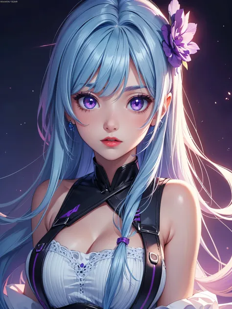 (best quality at best,8k,a high resolution,tmasterpiece:1.2),digital artwork, one girl，detailed face，detailed eyes，light blue ha...