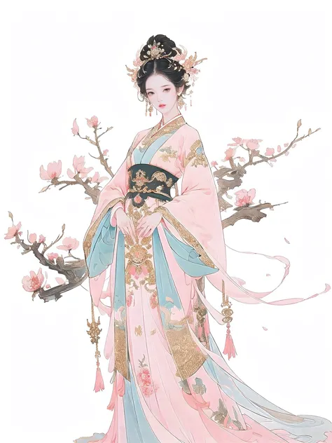 1 female（pretty face），unique，full body standing painting，alone，transparent background，original character designs from east asia，...