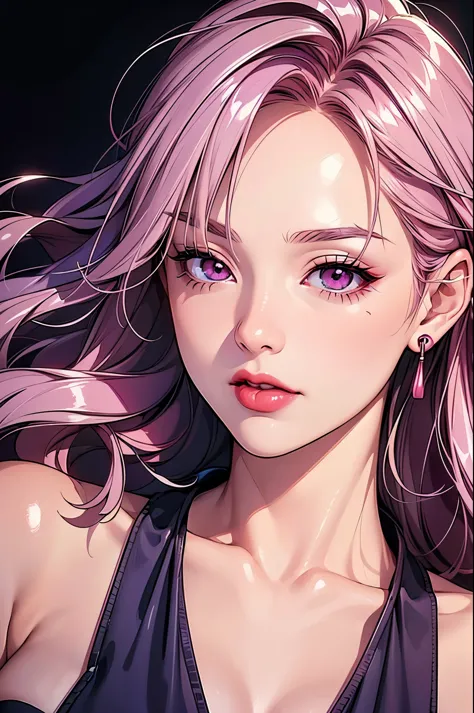 (best quality at best,8k,a high resolution,tmasterpiece:1.2),digital artwork, one girl，detailed face，detailed eyes，pink hair，lon...