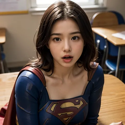 Supergirl breastfeeding a 12-year-old elementary school boy、Elementary school boy sucking on breasts、