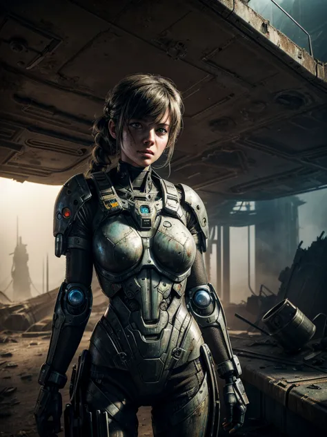 
Parameters

Prompt: A stranded female Cyborg Soldier in an abandoned Battle Starship Shipwreck, dystopian futuristic scene, rea...