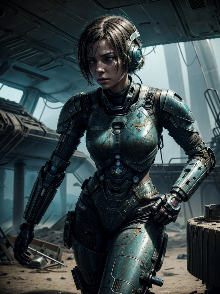 
Parameters

Prompt: A stranded female Cyborg Soldier in an abandoned Battle Starship Shipwreck, dystopian futuristic scene, realistic style in Don Lawrence brush stroke, oil on canvas, octane render with dramatic lighting and strong shadows, her clothing is tattered and worn out, she has a scar or battle wound, she is wearing a futuristic helmet or visor, she has mechanical enhancements like cybernetic eyes, the shipwreck environment feels eerie and desolate, there is some broken machinery or equipment around her, and her expression is determined and battle-worn