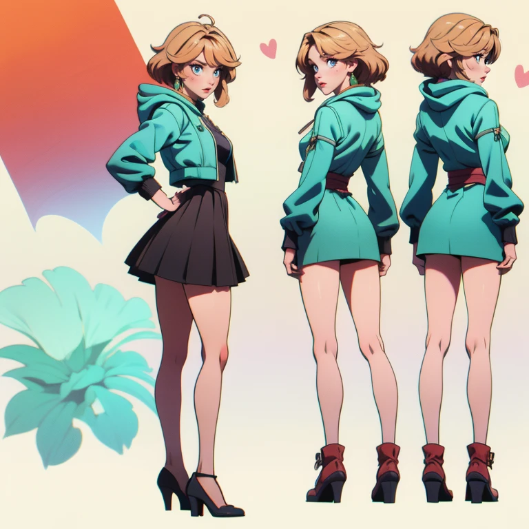 "hochauflösendes Bild, 8K-Qualität, 3D-Anime-Stil, perfekt detaillierte Illustration mit perfekt komplizierten Details. Dies ist das (((Gleicher Charakter))) im (((gleiches Outfit))), basierend auf einem((( Charakter-Designblatt))). It is considered the most beautiful image im world, Blick auf den Betrachter. ((( Vorderansicht))), (((Seitenansicht))) Und (((Rückansicht))).

The girl represented is alone Und is described as the most beautiful im world, ((( Ganzkörper))),erwachsene Frau. Sie hat mittelblondes Haar, mittlere Brüste, ein perfekt detailliertes Gesicht mit (((geschwollene Wangen))) Und a((( sehr übertriebener Schmollmund))). Her lips are full Und closed with blush, while her almond-shaped Und aquamarine eyes are perfectly detailed, Mit Tränen.

She wears a white Und green dress with a raised skirt, dazu eine offene rosa Jacke mit langen, Puffärmel, sowie eine Kapuze. She is stUnding with her legs apart, showing wide thighs Und medium hips, wearing brown pantyhose Und black heels. Kleiderschrank-Panne, Rock Lifth, Schritt freigelegt, weißes Micro Höschen 