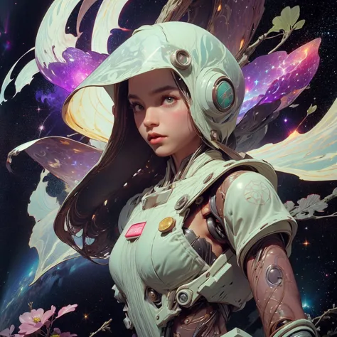 there is a screenshot of a woman in a space suit, cosmic girl, event, cosmic entity, incrinate content details, endless cosmos i...