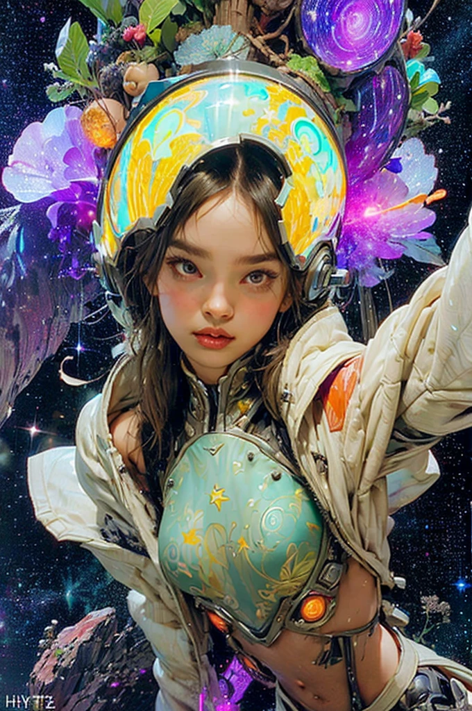 there is a screenshot of a woman in a space suit, cosmic girl, event, cosmic entity, incrinate content details, endless cosmos in the background, historical event, real event, astral background, cosmic background, cosmic goddess, cyborg goddess in cosmos, celestial cosmos, game interface, violet battlefield theme, cosmic style, hyperdetailed content, background details