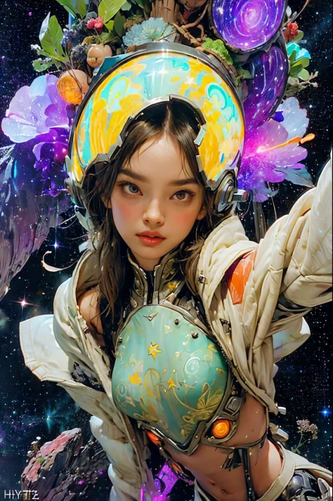 there is a screenshot of a woman in a space suit, cosmic girl, event, cosmic entity, incrinate content details, endless cosmos i...