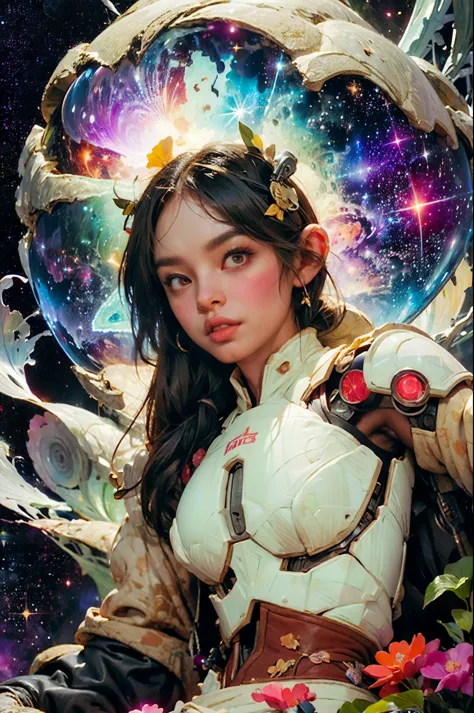 there is a screenshot of a woman in a space suit, cosmic girl, event, cosmic entity, incrinate content details, endless cosmos i...