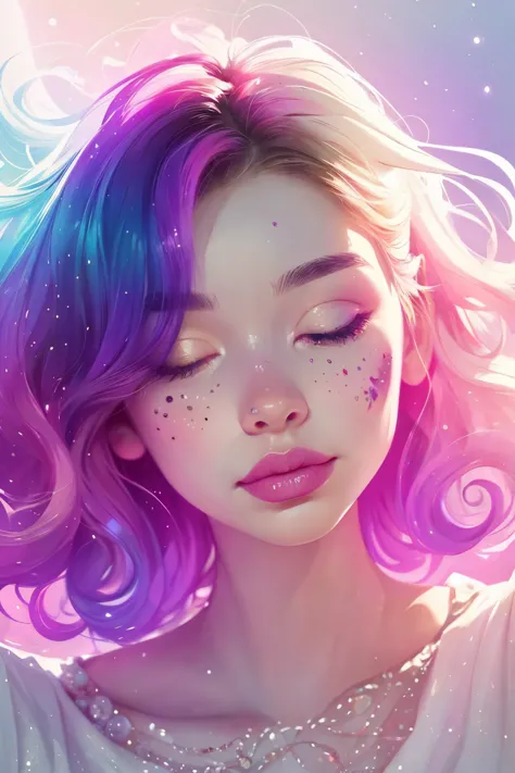 (This is a beautiful rainbow fantasy image that feels interesting and emphasizes glitter and iridescence.) Generate a ((blind)) ...