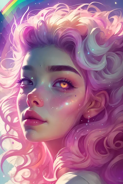 (this is a beautiful rainbow fantasy image that feels interesting and emphasizes glitter and iridescence.) generate a ((blind)) ...