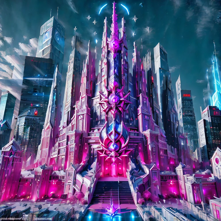 (masterpiece, best quality:1.2), a subject, A building techno fantasy style, skycraper palace, holy swords themed, giant holy sword in top of it,(technological aggressive design), cyberpunk, 4K, UHD, (Photorealistic:1.4),Ultra high resolution, masterpiece, ultra realistic, ultra nitide, insane details