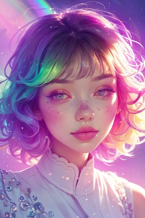 (this is a beautiful rainbow fantasy image that feels interesting and emphasizes glitter and iridescence.) generate a ((blind)) ...