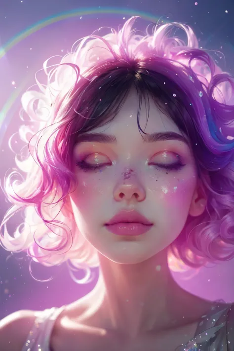 (this is a beautiful rainbow fantasy image that feels interesting and emphasizes glitter and iridescence.) generate a ((blind)) ...