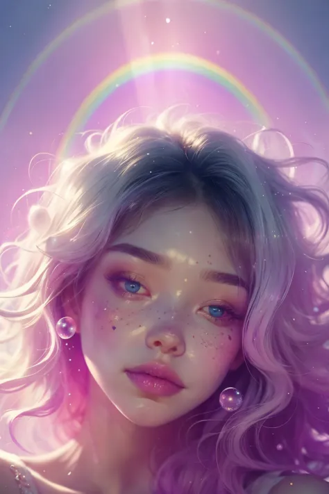 (this is a beautiful rainbow fantasy image that feels interesting and emphasizes glitter and iridescence.) generate a ((blind)) ...