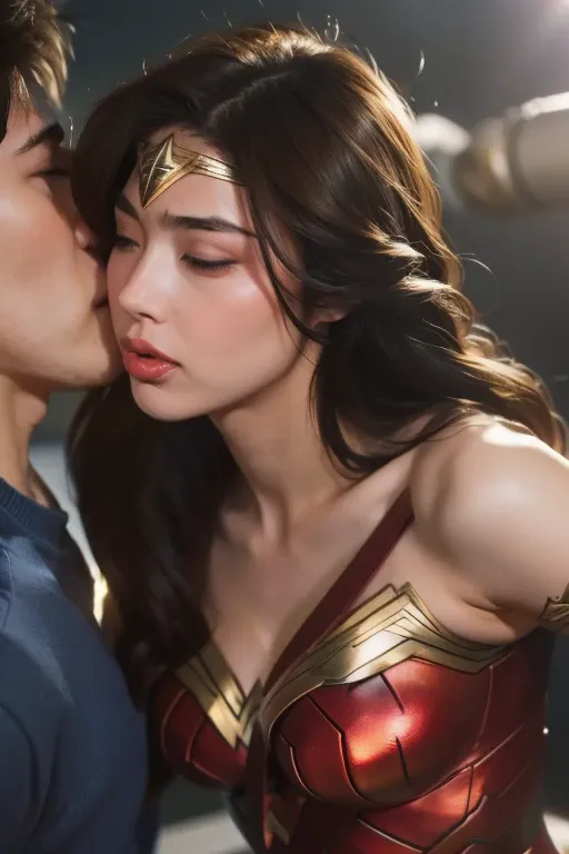 私はWonder Womanです、完璧なWonder Womanの衣装,Kneel,押しdefeat,defeat,A man straddles me,Grabbed by the face、Hug from the front,I was hugged...