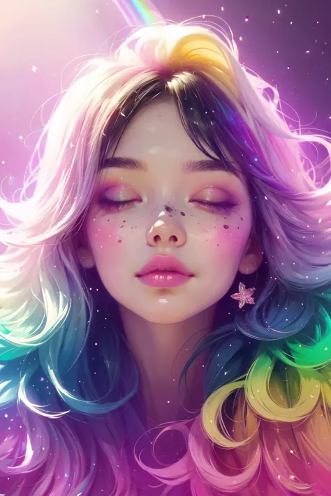 (this is a beautiful rainbow fantasy image that feels interesting and emphasizes glitter and iridescence.) generate a ((blind)) ...