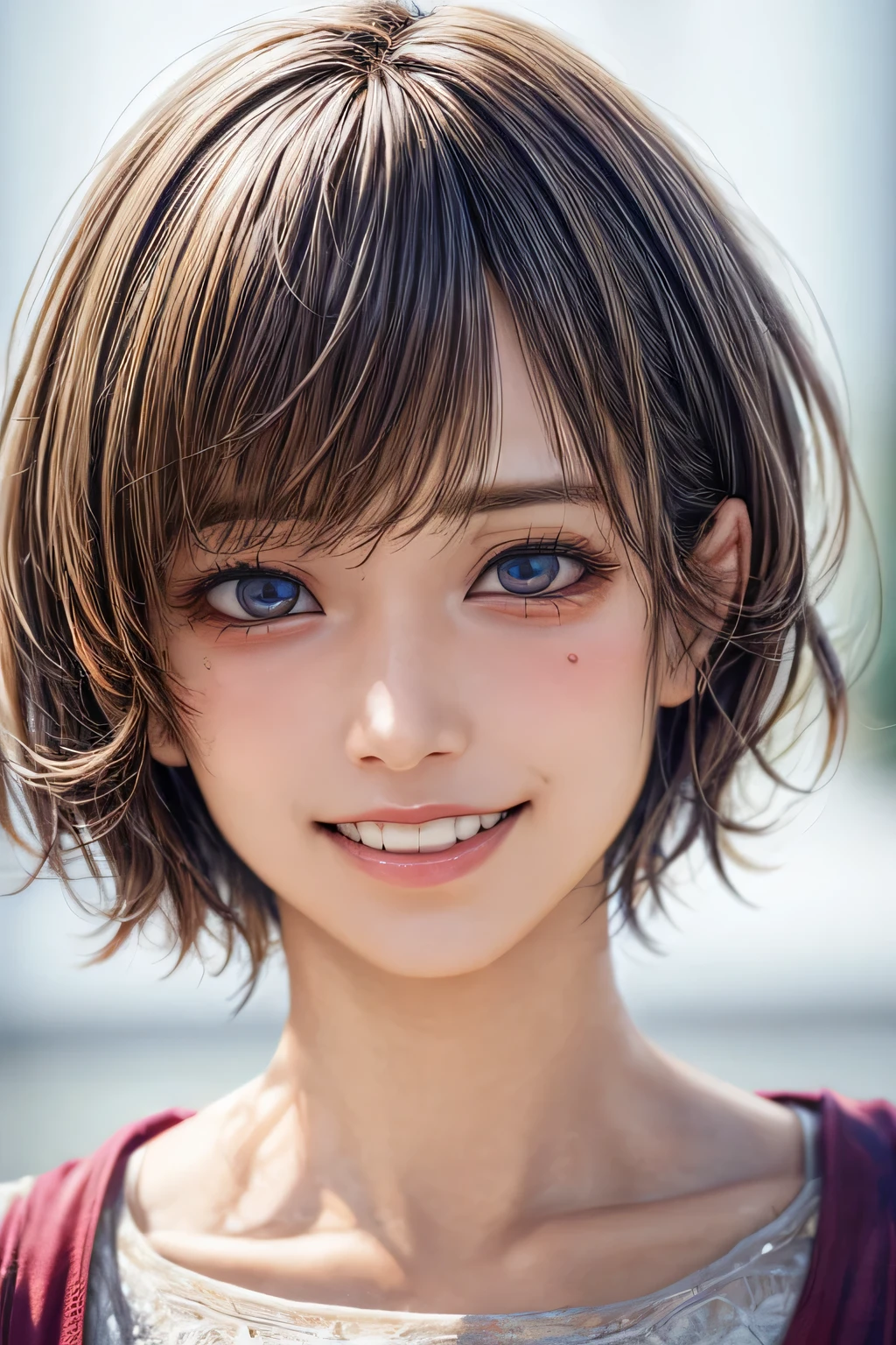 (NSFW:-1.5), (masterpiece:1.3), (8k, photorealistic, RAW photo, best quality: 1.4), 
cinematic lighting, 
(1boy), beautiful face, (realistic face), 
beautiful hairstyle, (short hair:1.5),
realistic eyes, beautiful detailed eyes, 
(realistic skin), beautiful skin, 
(blouse), 
absurdres, attractive, 
ultra high res, ultra realistic, highly detailed, 
golden ratio,  big smiling, teeth out,

