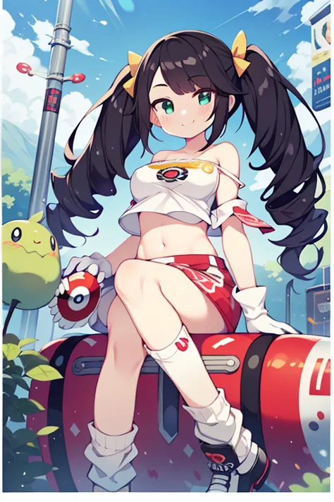 one girl, (alone:1.2), (perfect body:1.1), (highest quality:1.1), pretty girl, official art, (pokemon style:1.1), (plain tube to...