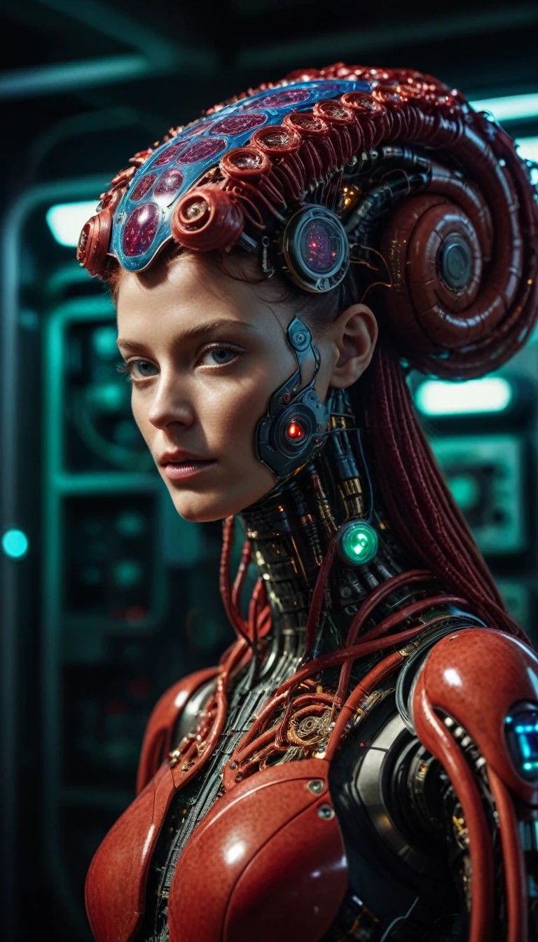 RAW Photography,alien humanoid, photo of a futuristic artificial intelligence superstar with frames made of detailed circuits. artificial brain. marvel studios . creative character design for cyber,punk, red fiery lovecraftian tentacles, (sharpness in detail:1.1), Canon EOS 5D Mark IV, masterpiece, 35mm photograph, (iconic photograph:1.4), (visual storytelling:1.2), film grain, award winning photography,vibrant use of light and shadow, vivid colors,high quality textures of materials, volumetric textures  perfect composition, dynamic play of light, rich colors, epic shot, perfectly quality, natural textures,high detail, high sharpness, high clarity, detailed ,photoshadow,  intricate details, 8k,full body