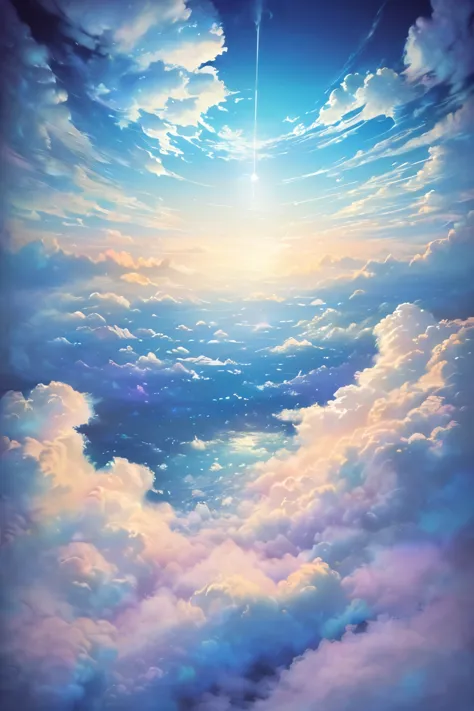 (beautiful detailed clouds,fluffy clouds,ethereal and dreamy,magical sky,colorful clouds,impressive art,great artistic compositi...